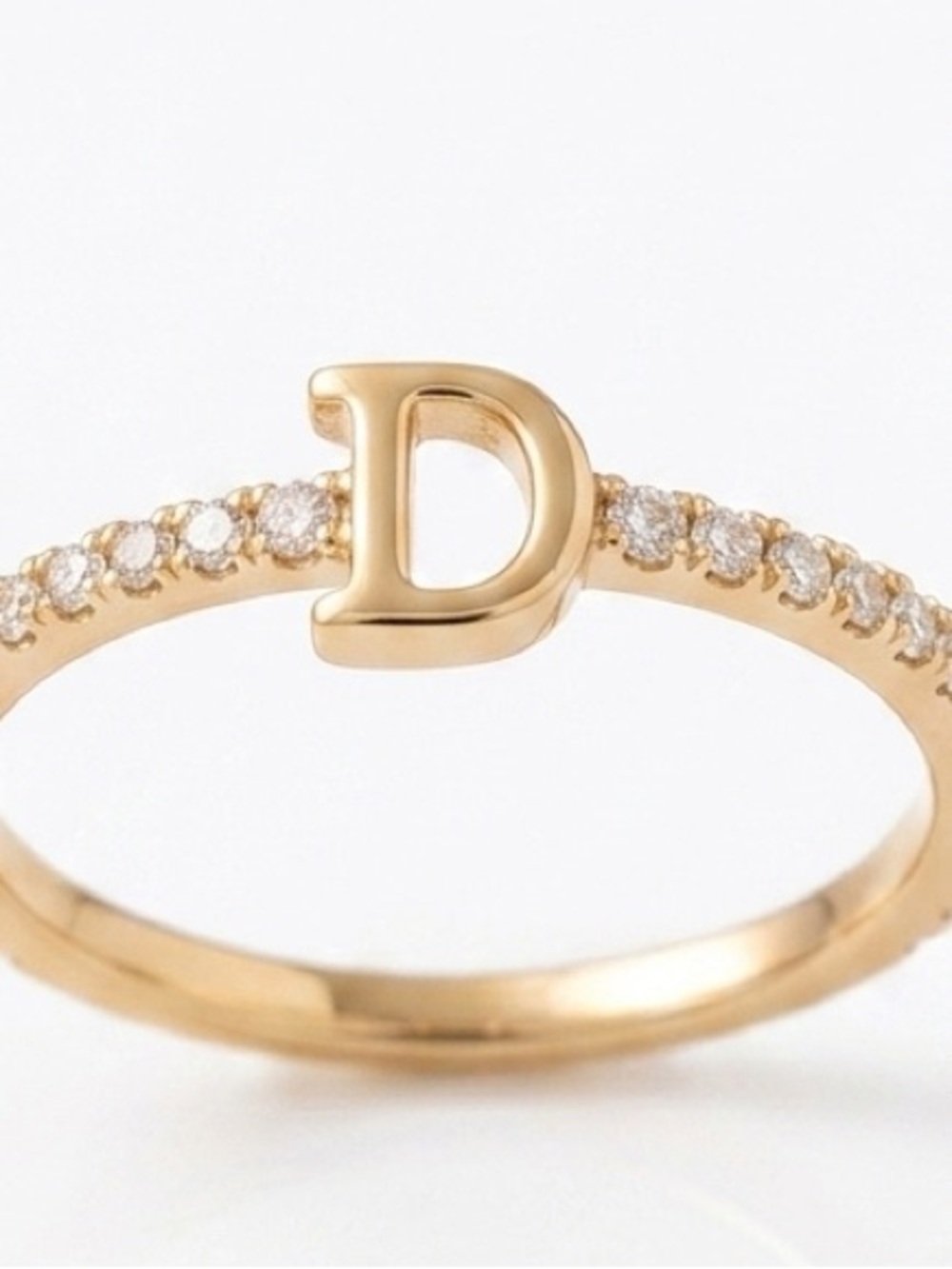 18K Yellow Gold Filled  NEW D -Inspired Ring with Pavé Cubic Zirconia Size 5.25”